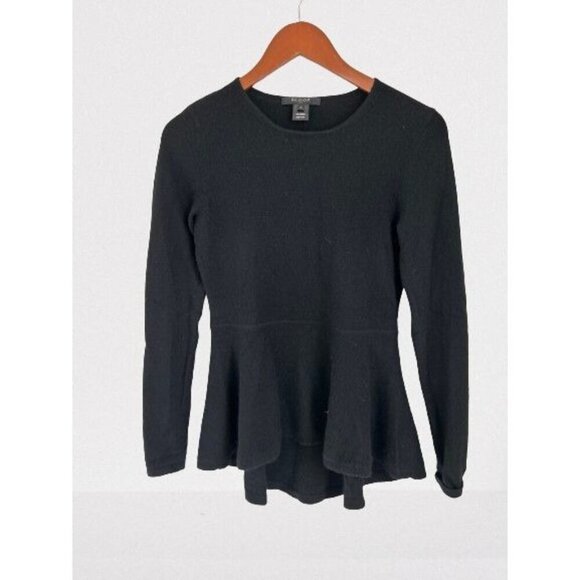 Scoop NYC Black Cashmere Long Sleeve Peplum Pullover Sweater Size Small - Picture 1 of 5